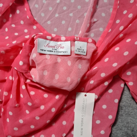 Sweet Pea Top Women Large Polka Dot Sheer Y2K 90s Bow Ruffle Back - Picture 5 of 6